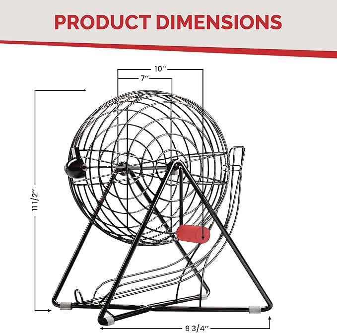 MR CHIPS Professional Steel 11" (Inch) Tall Bingo Cage Only - Mysterious Black Color