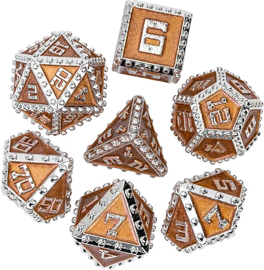 UDIXI Metal Dice Set, Metal DND Dice Set Rivet D&D Set for Dungeons and Dragons Role Playing Games (Pumpkin Color)