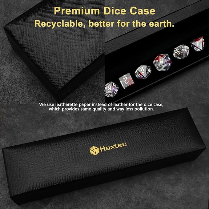 Haxtec Flower DND Dice Set Sharp Edge Dice with Dice Case Handmade Red Purple Floral Resin D&D Dice Set for TTRPGs Dungeons and Dragons Gifts
