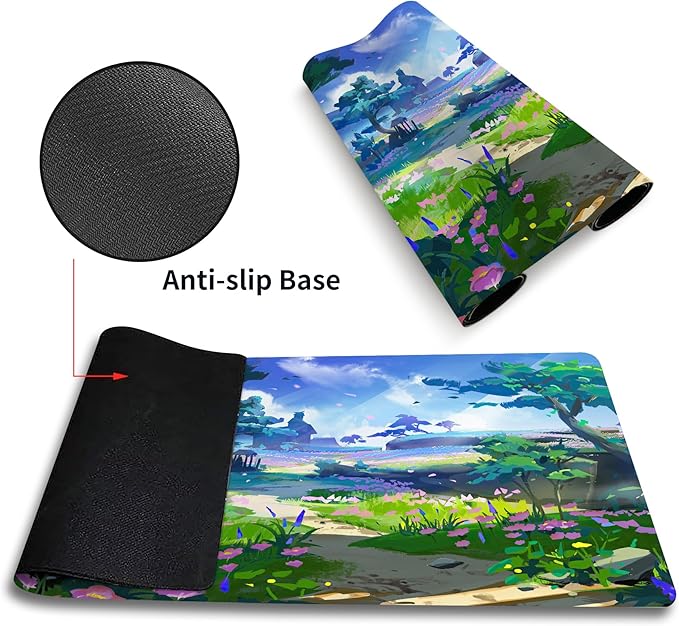 MTG Playmat Forest, TCG Game Play Mat for MTG Landscape Trading Card Smooth Cloth Surface Mousepad Battle Game 23.6X 13.7 inches