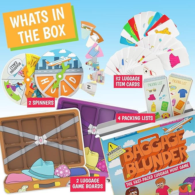 Baggage Blunder, The Travel Memory Game for Kids Ages 4-8, Active Fun Party Games for Kids 4-8
