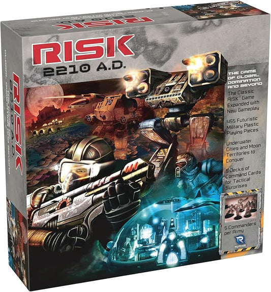 Renegade Game Studios: Risk 2210 A.D. - Risk Gameplay, New Twists, Mechs, Underwater & Moon Locations, Commanders, Ages 10+, 2-5 Players, 240 Min, Upadated with New Graphics and Rules