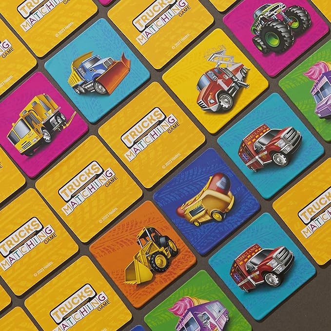 Hasbro Gaming Trucks Matching Game, Fun Preschool Board Game for 1+ Players, Memory Card Games for Kids, Set, Ages 3+ (Amazon Exclusive)