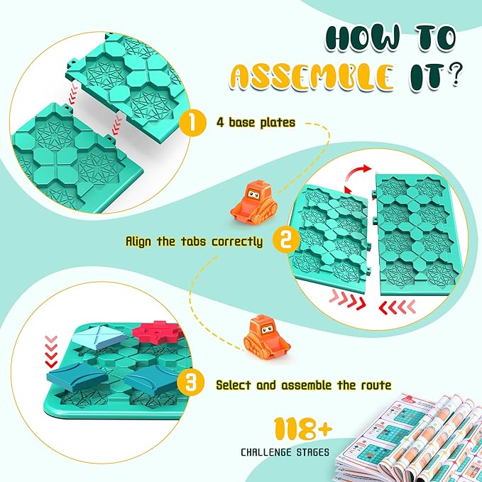 STEM Board Games, Puzzle Logical Builder Kids Toys, Preschool Montessori Brain Teasers Birthday Gifts for Kids 4-8 Years Old