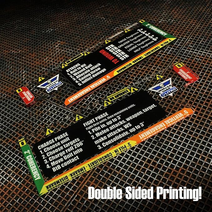 LITKO Gauge Set | Compatible with Warhammer 40K 10th Edition | Movement | Shooting | Fight | Close Combat | WH40K Templates (6-inch Combat Gauge)