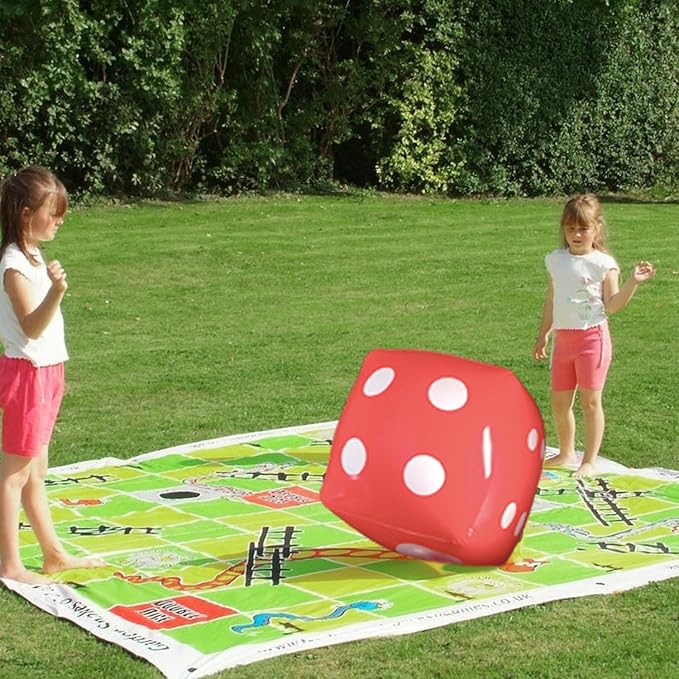 Novelty Place 16" Jumbo Inflatable Dice (2-Pack) - Red and Blue Giant Dice for Indoor & Outdoor Board Games, Ludo, Pool Parties - Fun & Versatile Party Decorations and Game Accessories