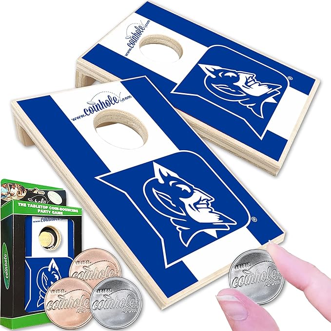 Tabletop Cornhole Game Set | Officially Licensed College Mini Football Cornhole Board Game | Includes Coins