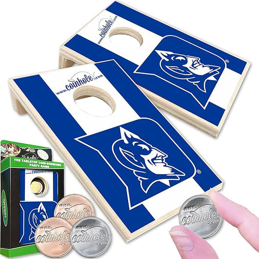 Tabletop Cornhole Game Set | Officially Licensed College Mini Football Cornhole Board Game | Includes Coins