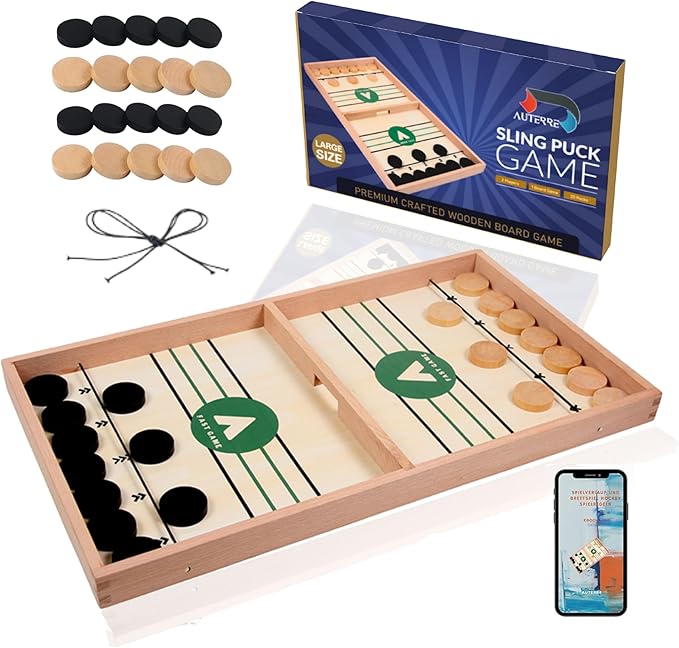 AUTERRE® Extra Large Sling Puck Game - Fast Sling Puck Game Large Size for Adults and Kids - Sling Board Game for Family Fun, Parties, or Game Night - Exciting Fast Sling Puck Game