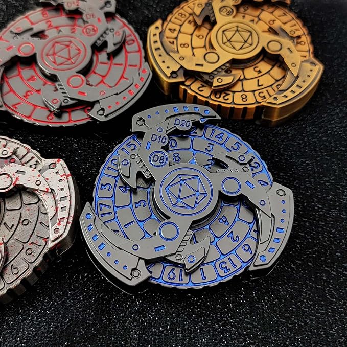 2024 Shadow Roulette Dice Spinner for DND Dice Set, 7-in-1 Dragon Metallic D&D Dice with Gift Case for Dungeons and Dragon Game, RPG Role Playing Table Game Gifts (Blue Silver), sDGND202403
