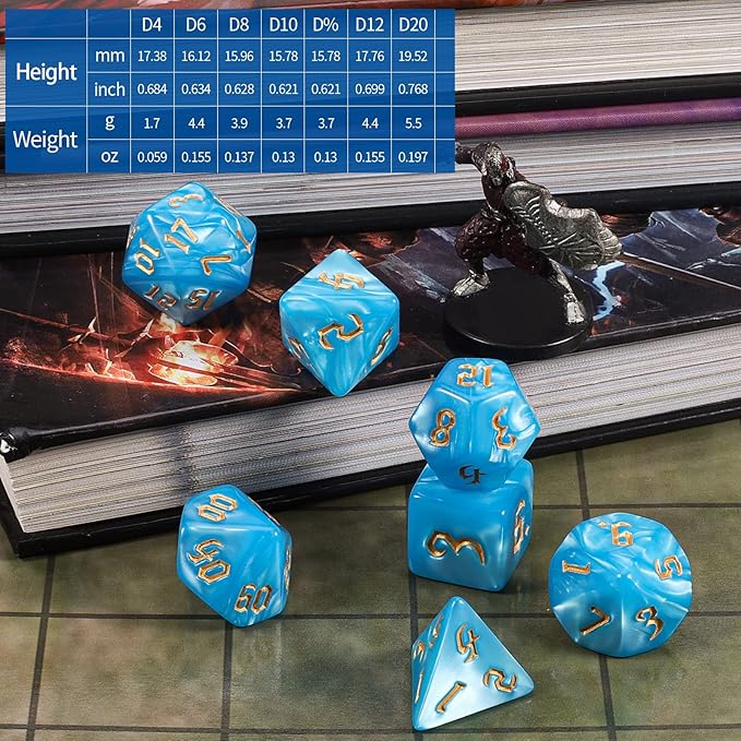 CiaraQ DND Polyhedral Dice Set with Dice Bag for Dungeons and Dragons RPG MTG Role Playing Table Games