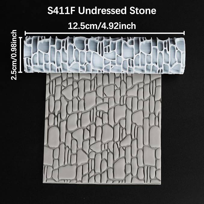 Texture Roller DND Terrain Use for Board Game TTRPG Building Tabletop Game, RPG Gaming Gift 3D Printed S411- F Undressed Stone
