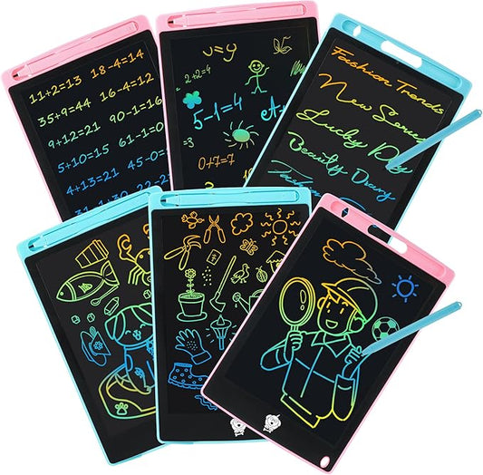 LCD Writing Tablet for Kids, 6 Pack Doodle Board Toddler Toys, Drawing Tablet, Doodle Board, Kids Games Writing Pad, Educational Christmas Gifts for Boys Girls, 8.5inch (Blue+Pink)