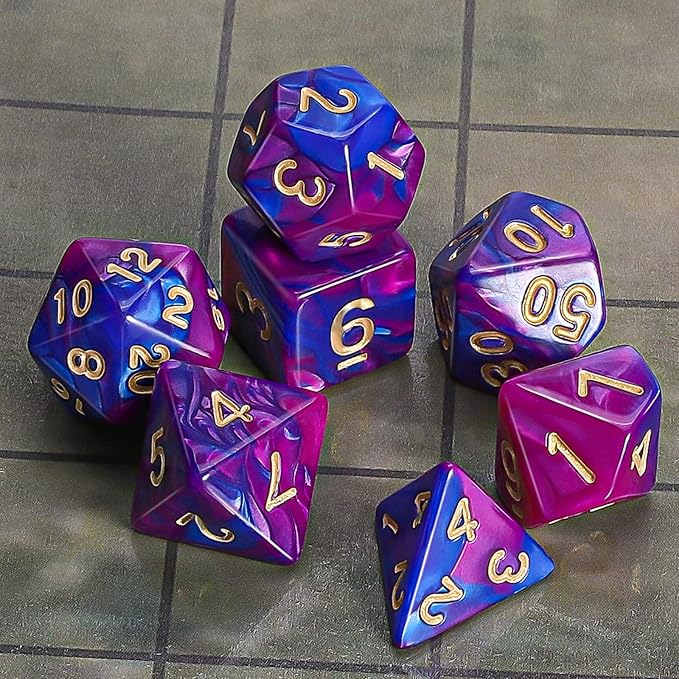 CiaraQ DND Polyhedral Dice Set with a Black Dice Bag for D&D RPG MTG Role Playing Table Games