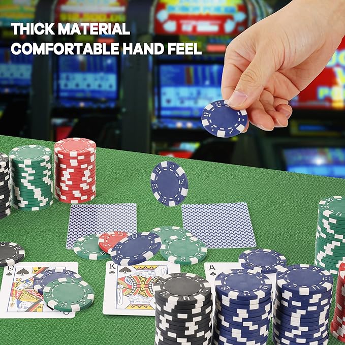 Poker Chips,Poker Chips Set for Card Board Game,11.5 Gram,for Texas Hold'em, Blackjack,Card Club or Late Night Poker Games