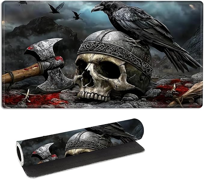 for MTG Playmat with Storage Bag, for TCG Playmat and Playing Card Mat for Magic Board Games, Non-Slip Skull Axe Desk Mat, Stitched Edges Game Mat, Rollable & Foldable Card Playmat
