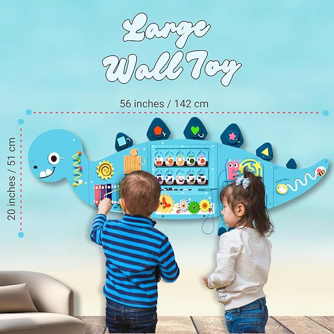 Activity Wall Busy Board, Sensory Wall Panel for Kids, 12 in 1 Learning Activity Center, Large Busy Board Wooden, Gift Idea for Kids 2-6 Years, Montessori Sensory Toys, Viga Toys