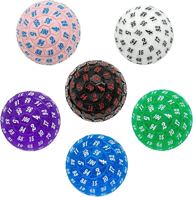100 Sided Polyhedral Dice, Single D100 Game Dice, 100 Sided Cube with Black Pouch, D100 die 48 mm (Purple with White Number)