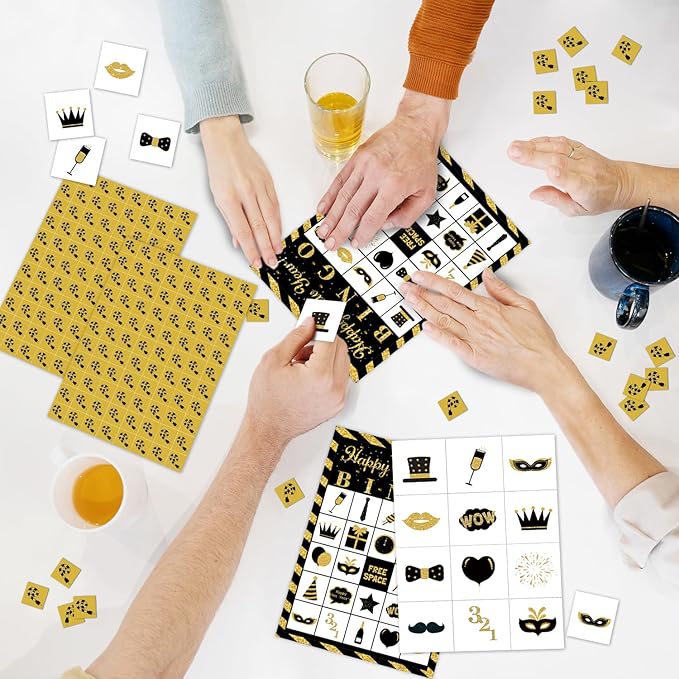 Ziyouza Happy New Year Bingo Cards, New Year Party Bingo Games, 24 Players Games for Family Party Outdoor Trip Activity