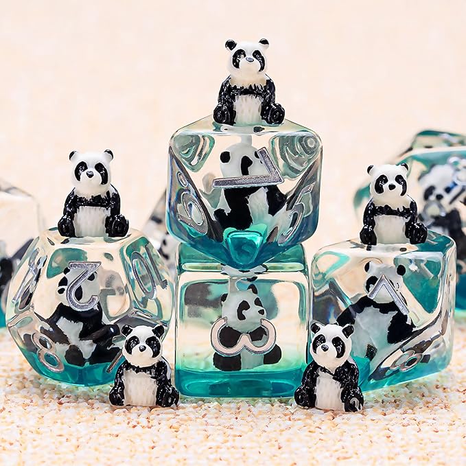 Polyhedral D&D Dice Panda Dice,Resin Panda DND Dice Set for Dungeons and Dragons MTG RPG Board Games
