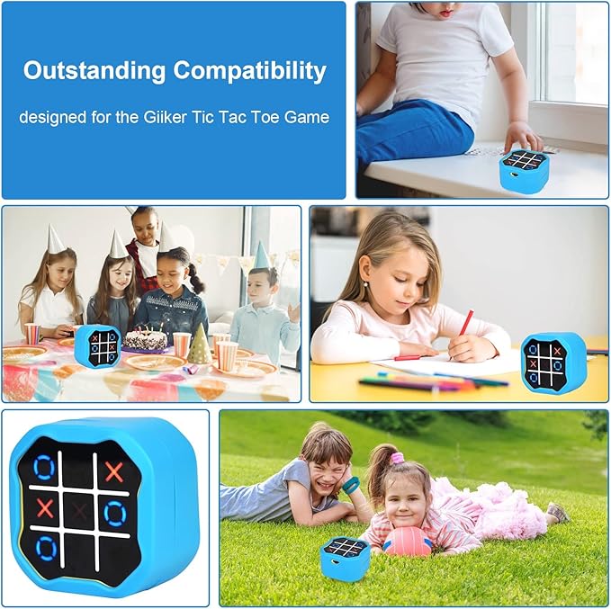 YouKnow Silicone Case Compatible with GiiKER Tic Tac Toe Bolt Game 3-in-1 Handheld Puzzle Game Console, Fidget Toys Board Games Cover for Kids and Adults (Case Only) (Blue)