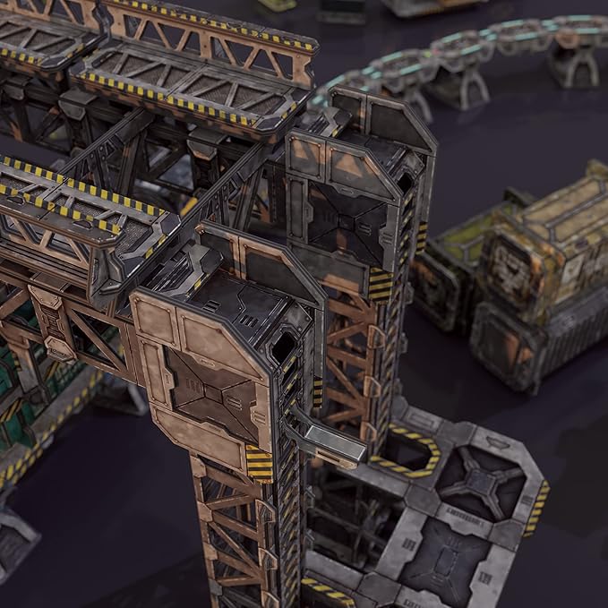 Sci-Fi Terrain: MagLev Depot v2, Neutral Theme, Sturdy, Affordable, Great-Looking Full-Color Terrain, Quick and Easy to Assemble, Virtually Limitless Setups