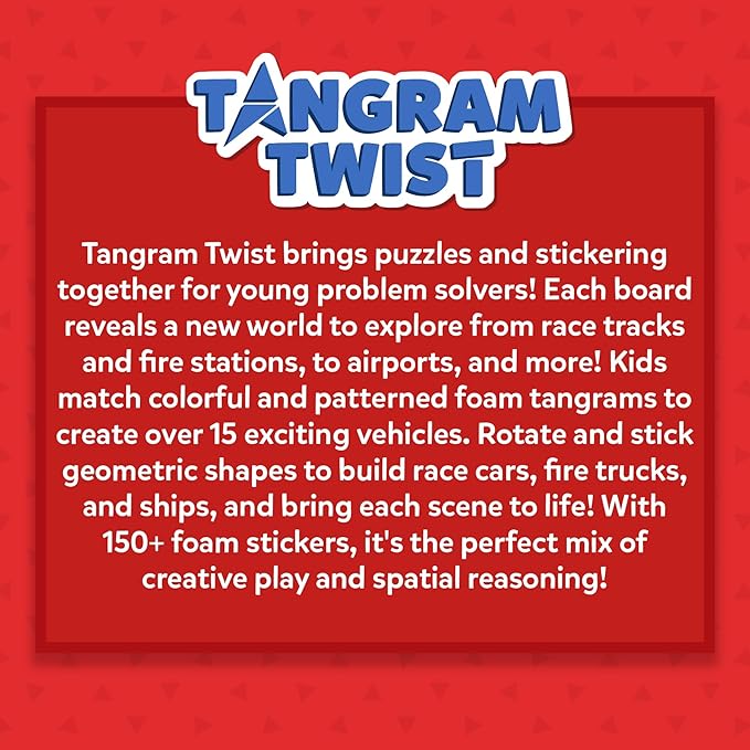 Skillmatics Tangram Sticker Puzzles - Educational Art & Craft Activity with 150+ Foam Tangram Stickers, Creative Toys & Games for Boys & Girls Ages 4, 5, 6, 7