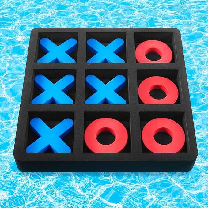 Liliful Floating Tic Tac Toe Board Game 12''X12'' Board Chess Board Portable Games Classic Board Game for Family Pool Playing Board Games