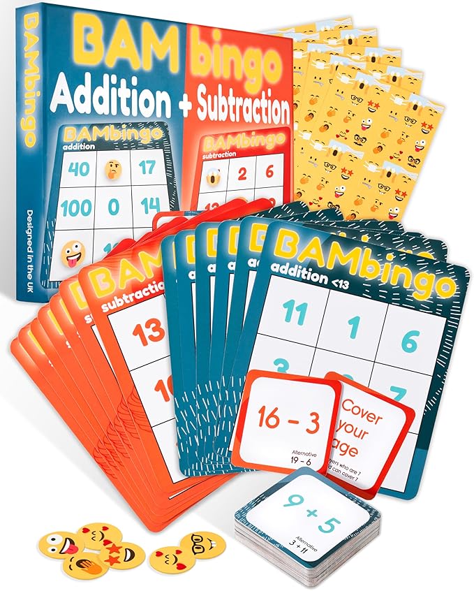 Addition and Subtraction Facts Bingo Game - 1st 2nd & 3rd Grade Educational Math Learning for Classroom & Homeschool