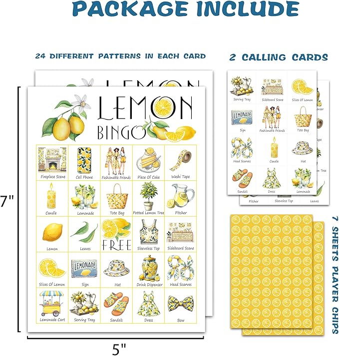 Lemon Bingo - 24 Player Bridal & Baby Shower Game