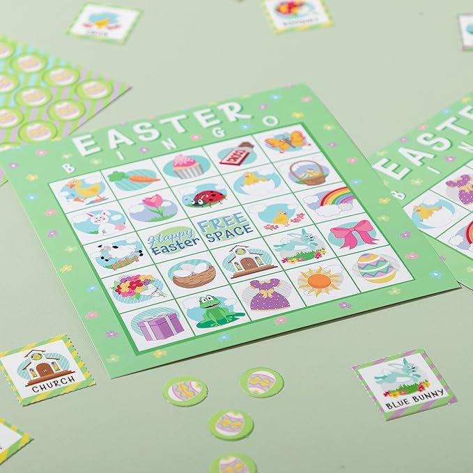 JOYIN 28 Players Easter Bingo Cards (5x5) for Easter Party Goodies Games, Kids School Classroom Gift, Indoor Family Activities, Basket Filler Stuffers