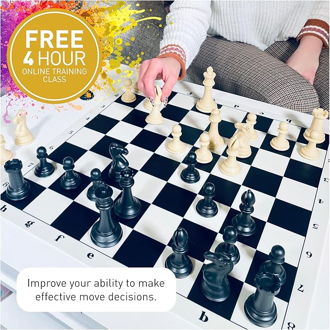 MegaChess Staunton Triple Weighted Chess Set - 3.8" King, 2 Boards, 34 Pieces, Over 2 lbs, Ages 8+