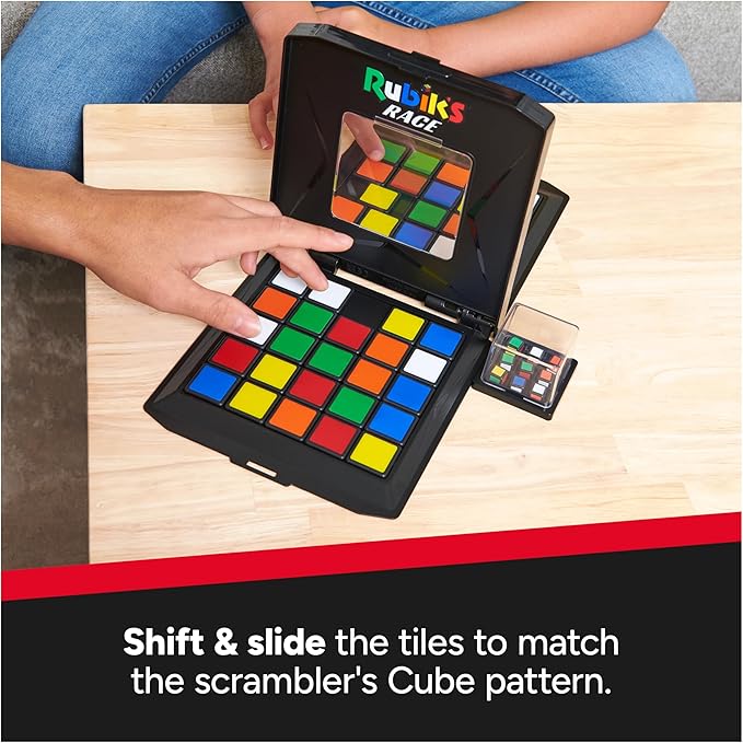 Rubik’s Race, Classic Fast-Paced Strategy Sequence Brain Teaser Travel Board Game Two-Player Speed Solving Face-Off, Packaging May Vary, for Adults & Kids Ages 7+