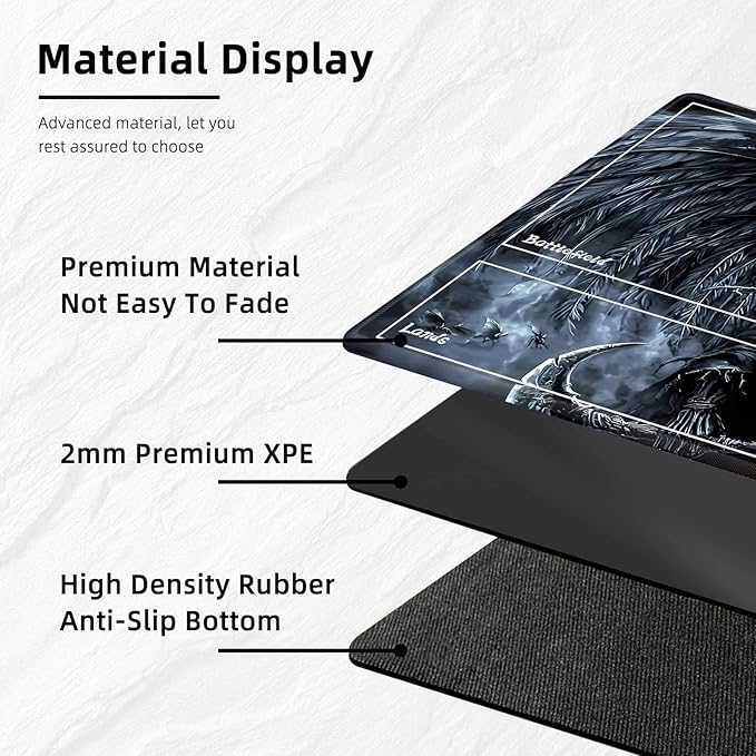 for MTG Playmat with Zones Storage Bag,for TCG Playmat and Playing Card Mat for Magic Board Games, Scary Skeleton Non Slip Stitched Edges Game Mat, Rollable Foldable Card Playmats