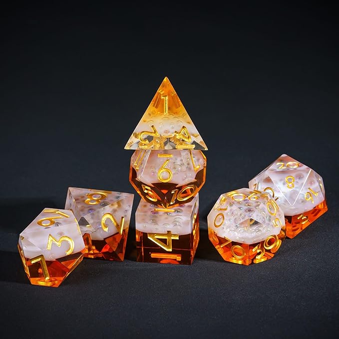 7PCS Beer Dice Set,Handmade Sharp Edge Dice Set D&D RPG Polyhedral Die,for Dungeons and Dragons TTRPG Games Roleplaying Games Pathfinder,with Gift Box.