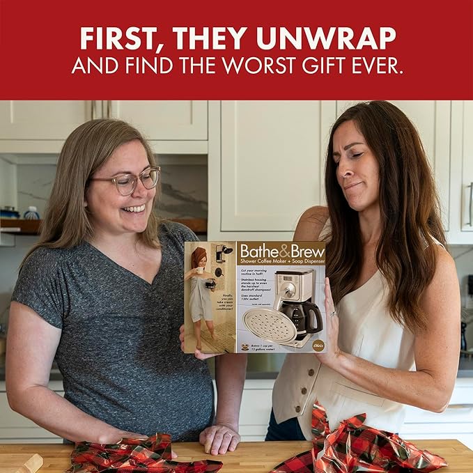 Prank-O Bathe & Brew Gag Gift Empty Box, Birthday Gift Box, Wrap Your Real Present in a Convincing and Funny Fake Gift Box, Practical Joke for Birthday Presents, Holidays, Parties