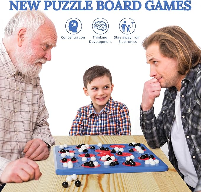 Magnet Game, Magnetic Game Chess, Board Games for Kids 6-8-12, 2 in 1 Multiplayer Family Board Games, Magnet Chess Games with 36 Magnetic Pieces, Connect 5 Piece with 120 Plastic Pieces (Blue)