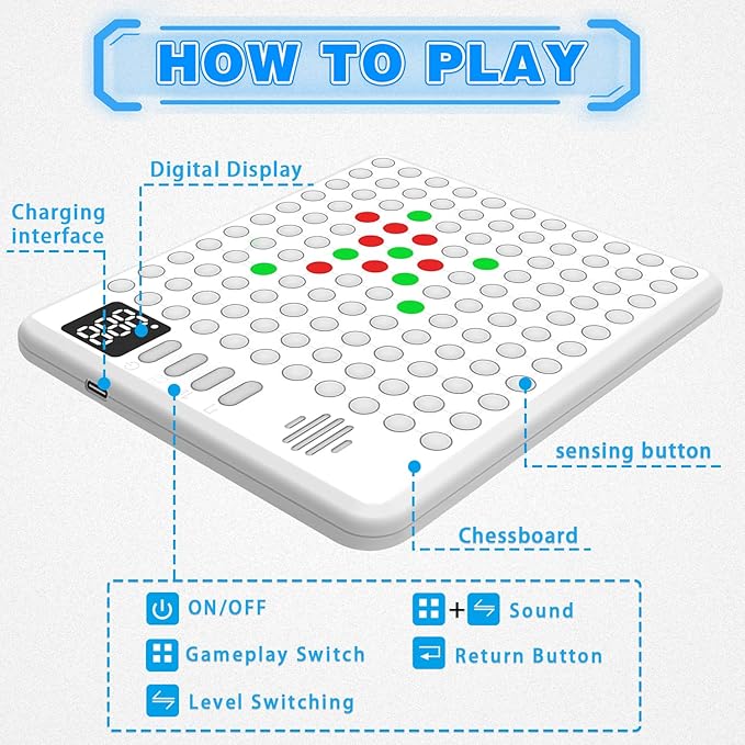 Dollox Kids Smart Chessboard Games, Built-in 9 Strategy Board Games Toys 5 in a Row Game, 4 in a Row, Tic Tac Toe, Memory Master AI Electronic Smart Board Game for Travel Party Family Night Gifts