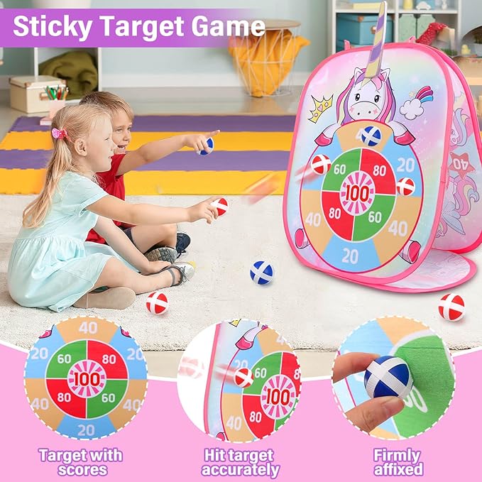 YOTOY Bean Bag Toss Game for Kids Outdoor Toys Age 3-8 Years Old: Unicorn Party Games, Backyard Yard Activities Outdoor Toys for Toddler, Birthday Gift for Girls 3 4 5 6 7 8 Year Old