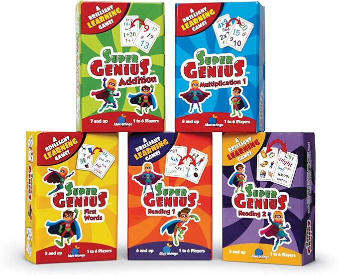 Super Genius Reading 1 - Tabletop Card Game, Fun Flash Card Concentration Matching Game for Kids, Ages 6+, 1-6 Players, Teacher Approved, Build Your Vocabulary, by Blue Orange Games