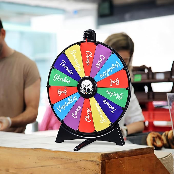 WinSpin 20" Prize Wheel 14 Slots Dry Erase Spinning Wheel Tabletop Fortune Game for Pub Party Engaging Trade Show Eagle
