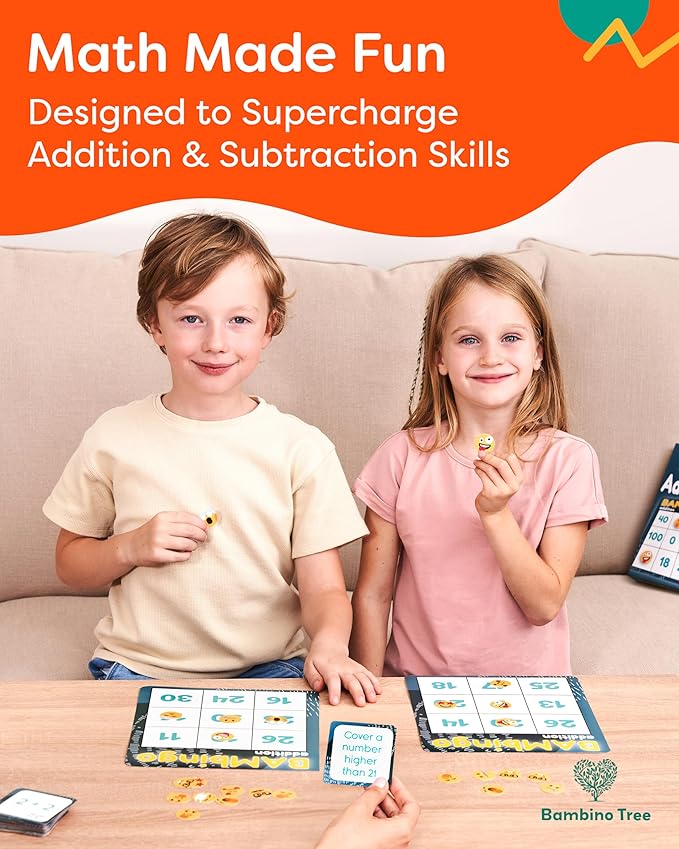 Addition and Subtraction Facts Bingo Game - 1st 2nd & 3rd Grade Educational Math Learning for Classroom & Homeschool