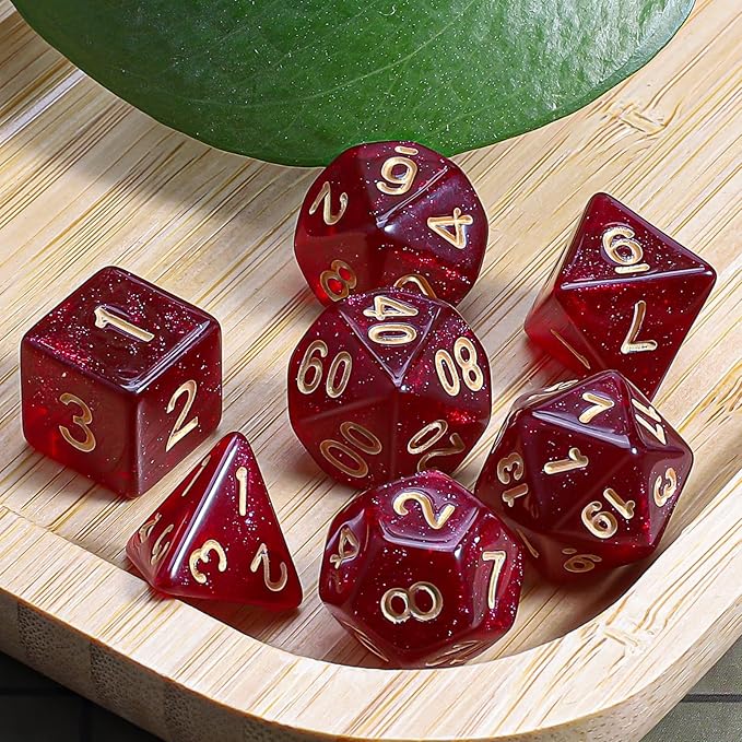CiaraQ DND Polyhedral Dice Set with a Black Dice Bag for D&D RPG MTG Role Playing Table Games