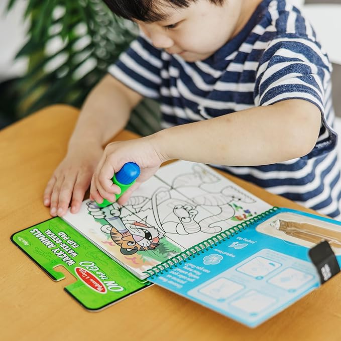 Melissa & Doug On the Go Water Wow! Reusable Water-Reveal Flip Pad - Wacky Animals - Party Favors, Stocking Stuffers, Travel Toys For Toddlers, Mess Free Coloring Books For Kids Ages 3+