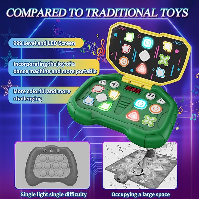 Handheld Dance Game,4 Mode,999 Level,Sensory Toys,Fast Puzzle Game,ADHD,Pop Fidget Toys for Kids Age 6-12,Birthday Gifts for Girls and Boys (Green)