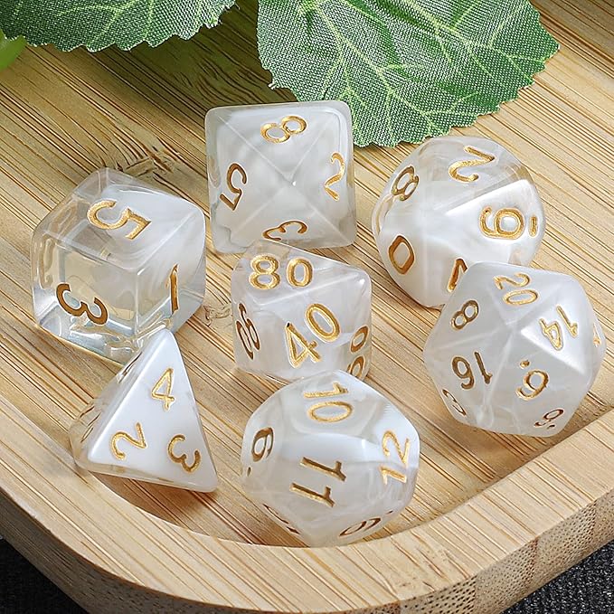 CiaraQ DND Polyhedral Dice Set with a Black Dice Bag for D&D RPG MTG Role Playing Table Games