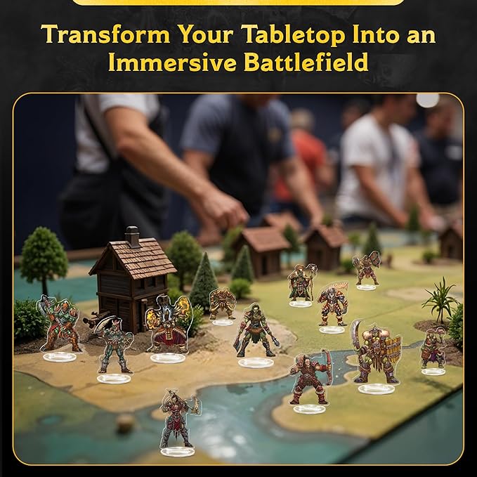 Compatible Miniatures for Dungeon Masters, Skinny Minis Orcs, DND 2D Miniatures, Double-Sided Durable Acrylic DND Minis D&D
