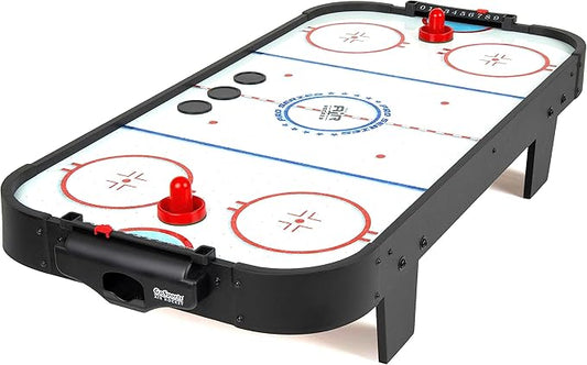 GoSports 40 Inch Table Top Air Hockey Game for Kids - AC Outlet Powered Motor - Black or Oak