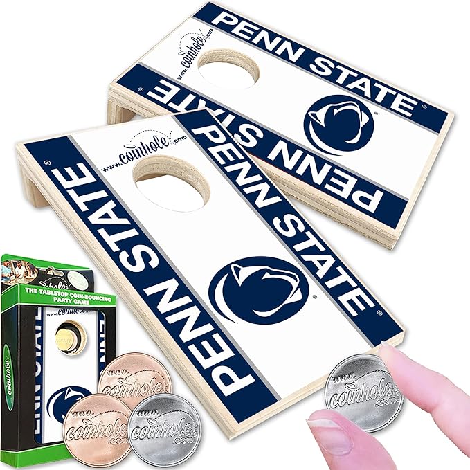 Tabletop Cornhole Game Set | Officially Licensed College Mini Football Cornhole Board Game | Includes Coins