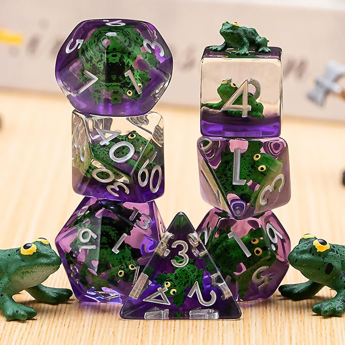 Resin Frog DND Dice Set, Polyhedral D&D Dice Animal Inclusion Dice for Dungeons and Dragons MTG RPG Board Games